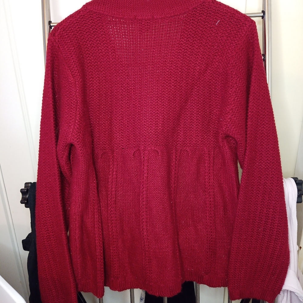 Red single button front cardigan - Picture 6 of 7